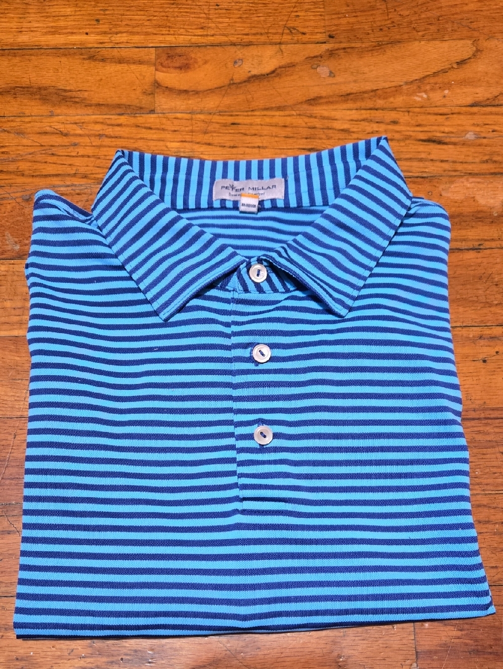 Peter Millar "Summer Comfort" Pique Polo  -BlueStripe- XXL